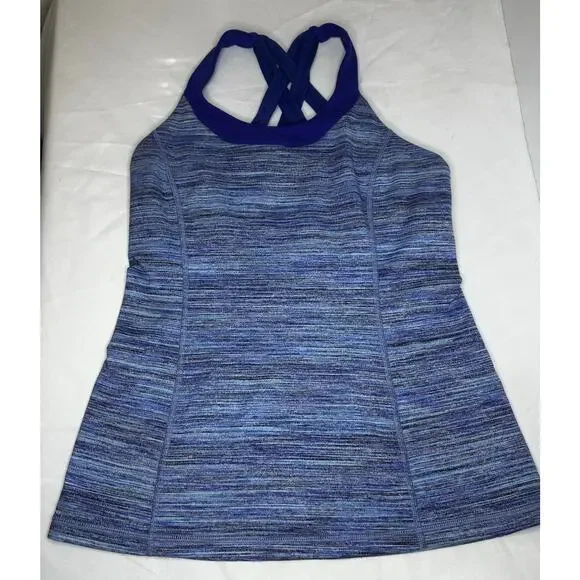 Lululemon Enhearten Tank Space Dye Camo Caspian Blue Racerback Size 8 - Picture 6 of 8